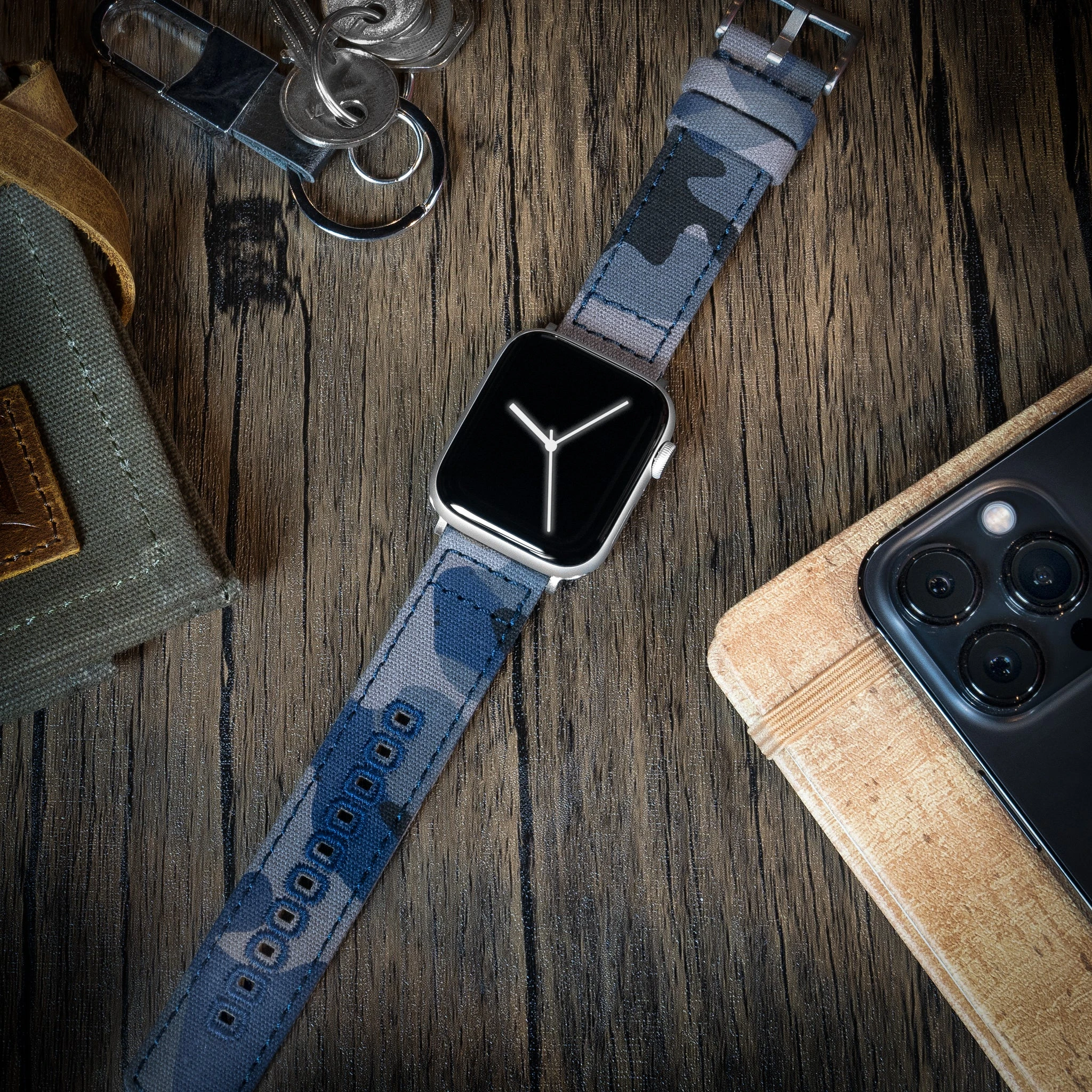 Barton Watch Bands Apple Watch | Navy Camouflage Canvas 4 Barton Watch Bands Apple Watch | Navy Camouflage Canvas - Image 2