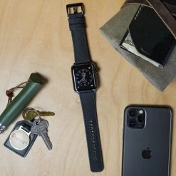 Barton Watch Bands Apple Watch | Black Cordura Fabric And Silicone Hybrid -Barton Watch Bands Shop APPL CQR BLACK BLK