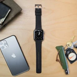 Barton Watch Bands Apple Watch | Black Cordura Fabric And Silicone Hybrid -Barton Watch Bands Shop APPL CQR BLACK SS