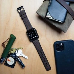 Barton Watch Bands Apple Watch | Chocolate Brown Cordura Fabric And Silicone Hybrid -Barton Watch Bands Shop APPL CQR BROWN BLK