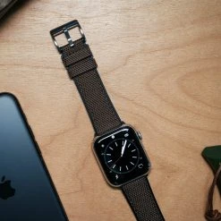 Barton Watch Bands Apple Watch | Chocolate Brown Cordura Fabric And Silicone Hybrid -Barton Watch Bands Shop APPL CQR BROWN SS f46fcfd0 1ed1 4b00 9abd 3c8414294612