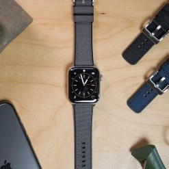 Barton Watch Bands Apple Watch | Smoke Grey Cordura Fabric And Silicone Hybrid -Barton Watch Bands Shop APPL CQR SMOKE SS