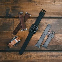 Barton Watch Bands Apple Watch | Black Leather And Rubber Hybrid -Barton Watch Bands Shop APPL HQR BLACK BLK MULTI 2