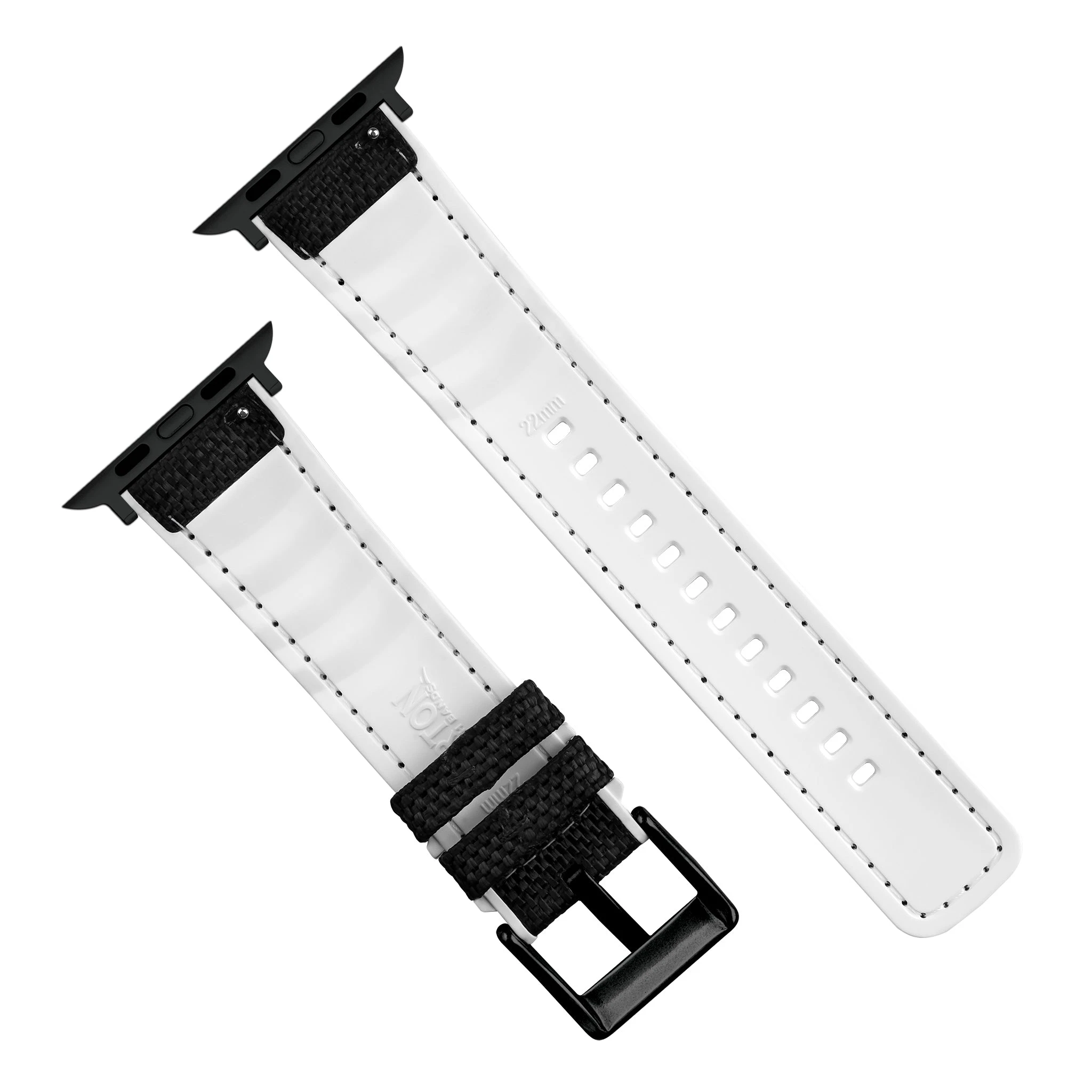 Barton Watch Bands Apple Watch | Black Cordura Fabric And White Silicone Hybrid 10 Barton Watch Bands Apple Watch | Black Cordura Fabric And White Silicone Hybrid - Image 8