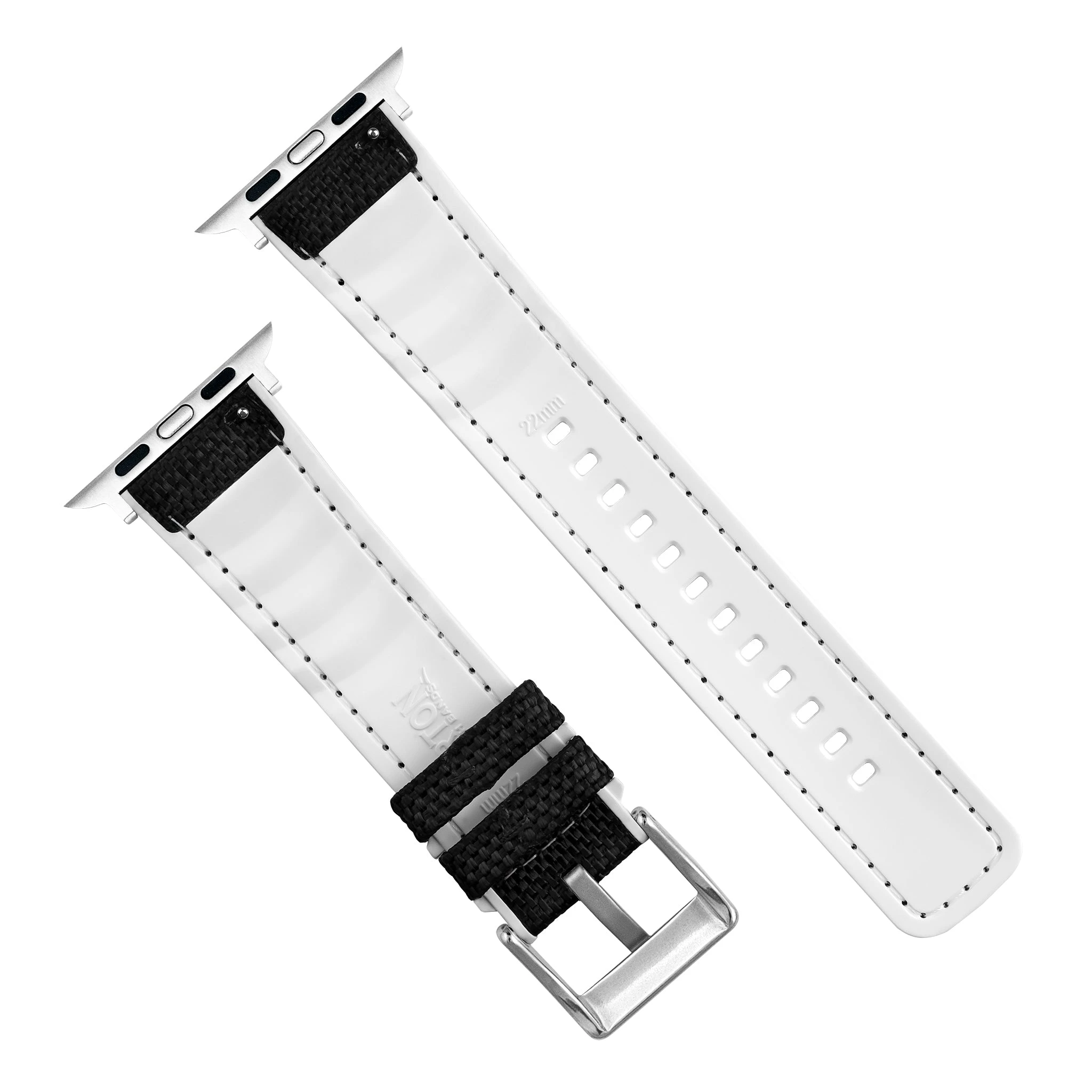 Barton Watch Bands Apple Watch | Black Cordura Fabric And White Silicone Hybrid 8 Barton Watch Bands Apple Watch | Black Cordura Fabric And White Silicone Hybrid - Image 6