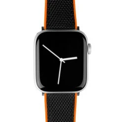 Barton Watch Bands Apple Watch | Black Cordura Fabric And Pumpkin Orange Silicone Hybrid -Barton Watch Bands Shop AppleCloseOrange