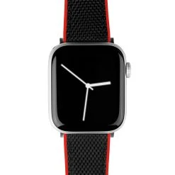 Barton Watch Bands Apple Watch | Black Cordura Fabric And Crimson Red Silicone Hybrid -Barton Watch Bands Shop AppleCloseRed