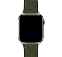 Barton Watch Bands Apple Watch | Army Green Cordura Fabric And Silicone Hybrid -Barton Watch Bands Shop ArmyGreenCorduraHybridAppleCloseUp SS