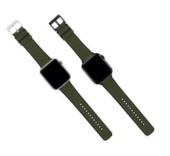 Barton Watch Bands Apple Watch | Army Green Cordura Fabric And Silicone Hybrid -Barton Watch Bands Shop ArmyGreenCorduraHybridAppleFlatlay