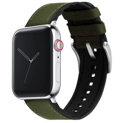 Barton Watch Bands Apple Watch | Army Green Cordura Fabric And Silicone Hybrid