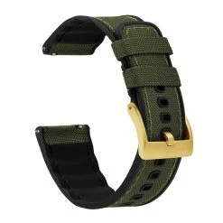 Barton Watch Bands Army Green Cordura Fabric And Silicone Hybrid -Barton Watch Bands Shop ArmyGreenCorduraHybridMainLoop Gold