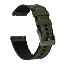 Barton Watch Bands Army Green Cordura Fabric And Silicone Hybrid -Barton Watch Bands Shop ArmyGreenCorduraHybridMainLoop Gunmetal