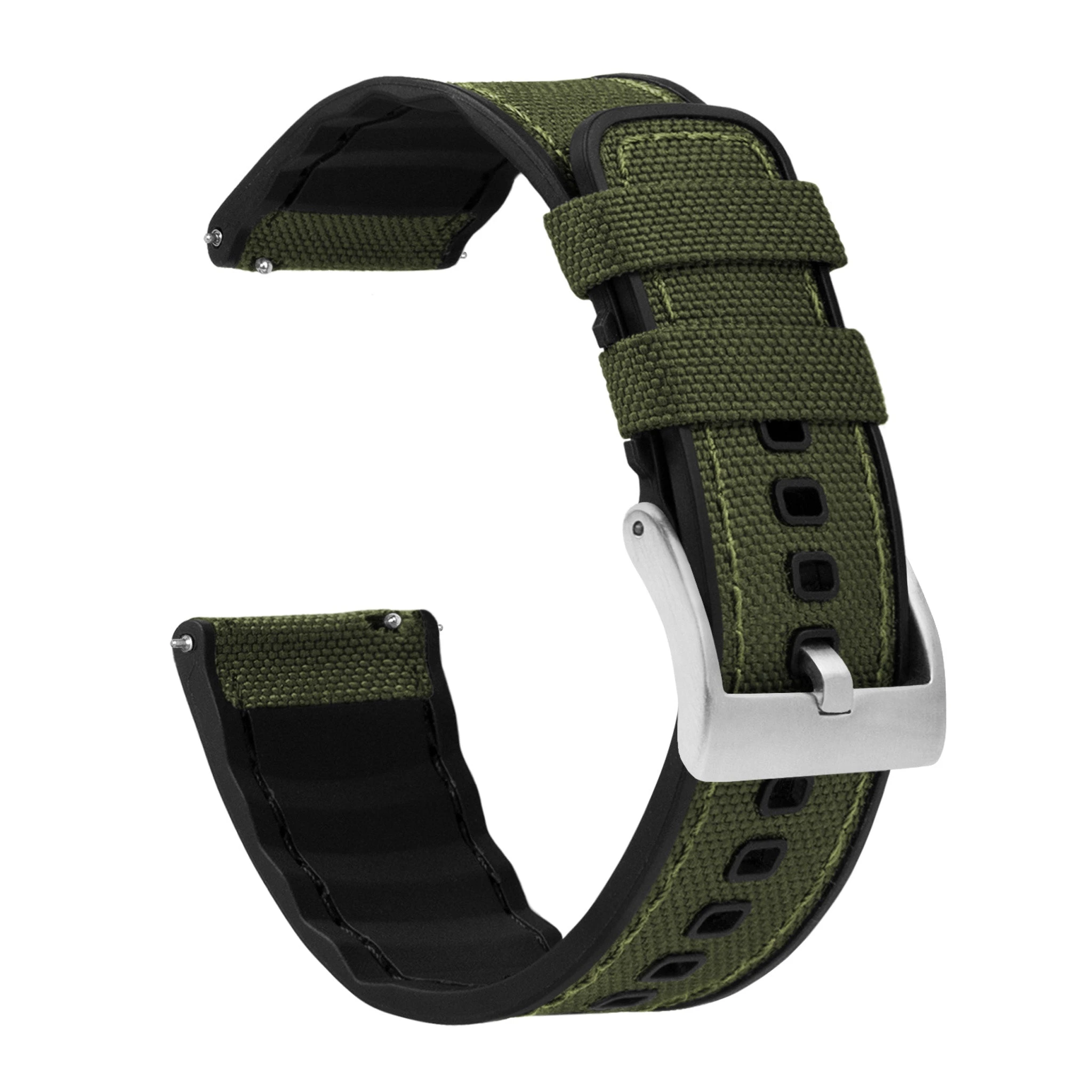 Barton Watch Bands Mobvoi TicWatch | Cordura Fabric & Silicone Hybrid | Army Green 3 Barton Watch Bands Mobvoi TicWatch | Cordura Fabric & Silicone Hybrid | Army Green