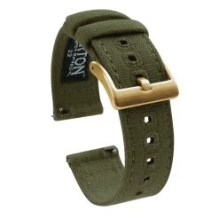 Barton Watch Bands Army Green | Crafted Canvas -Barton Watch Bands Shop Army Green Canvas Gold Buckle