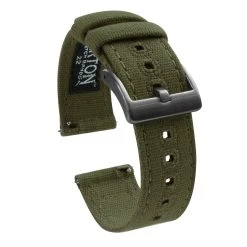 Barton Watch Bands Army Green | Crafted Canvas -Barton Watch Bands Shop Army Green Canvas gunmetal buckle