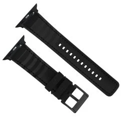Barton Watch Bands Apple Watch | Black Cordura Fabric And Silicone Hybrid -Barton Watch Bands Shop BlackCorduraBackview BlackAppleHardware