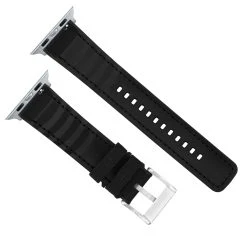 Barton Watch Bands Apple Watch | Black Cordura Fabric And Silicone Hybrid -Barton Watch Bands Shop BlackCorduraBackview SSAppleHardware