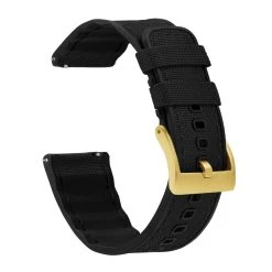 Barton Watch Bands Black Cordura Fabric And Silicone Hybrid 23 Barton Watch Bands Black Cordura Fabric And Silicone Hybrid -Barton Watch Bands Shop BlackCorduraHybridMainLoop Gold