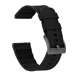 Barton Watch Bands Black Cordura Fabric And Silicone Hybrid 21 Barton Watch Bands Black Cordura Fabric And Silicone Hybrid -Barton Watch Bands Shop BlackCorduraHybridMainLoop Gunmetal