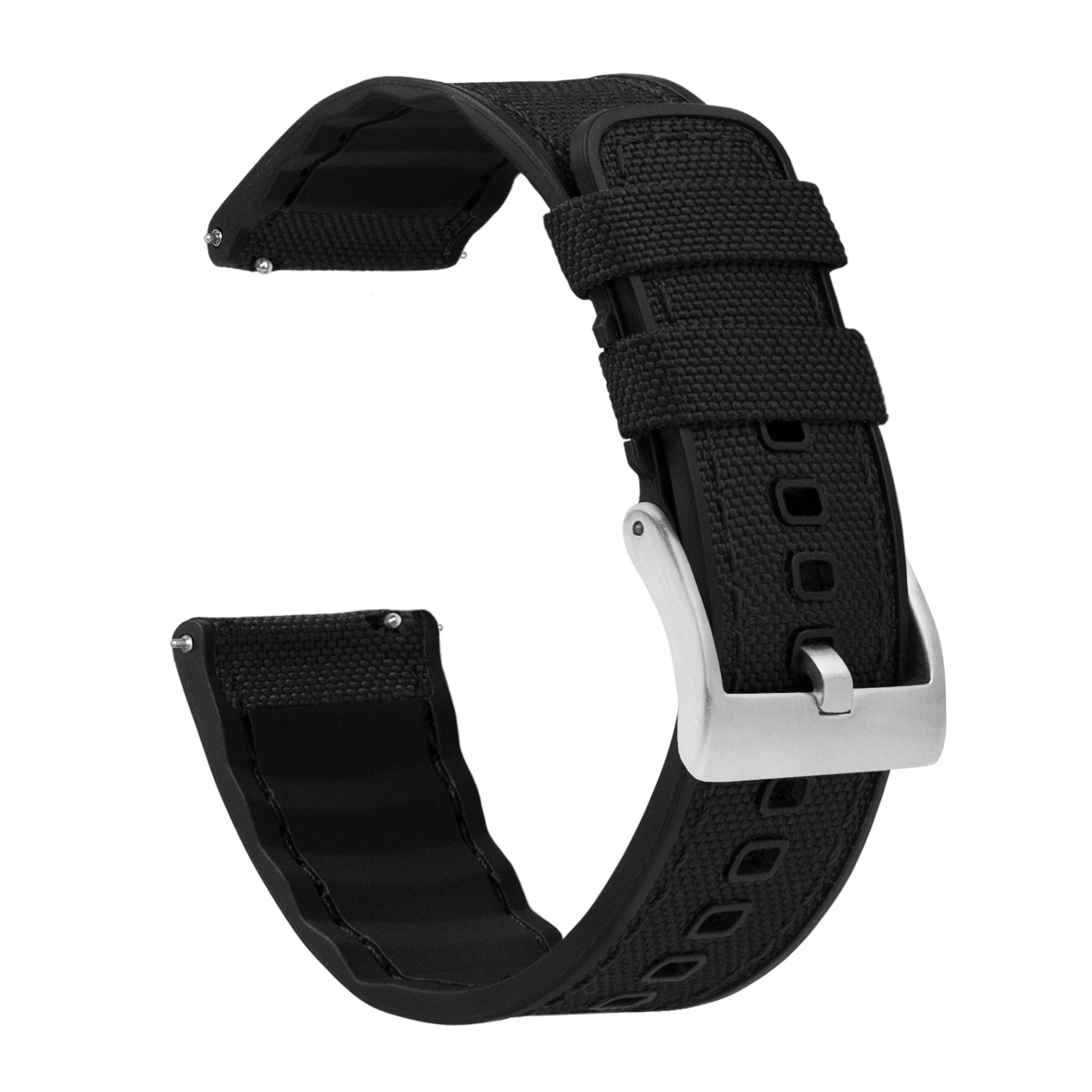 Barton Watch Bands Black Cordura Fabric And Silicone Hybrid 3 Barton Watch Bands Black Cordura Fabric And Silicone Hybrid