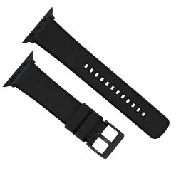 Barton Watch Bands Apple Watch | Black Cordura Fabric And Silicone Hybrid -Barton Watch Bands Shop BlackCorduraHybridTopView BlackAppleHardware