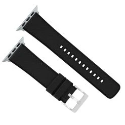Barton Watch Bands Apple Watch | Black Cordura Fabric And Silicone Hybrid -Barton Watch Bands Shop BlackCorduraHybridTopView SSAppleHardware