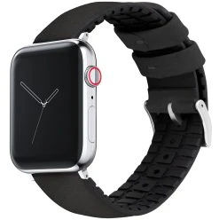 Barton Watch Bands Apple Watch | Black Leather And Rubber Hybrid