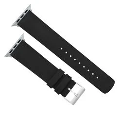 Barton Watch Bands Apple Watch | Black Leather And Rubber Hybrid -Barton Watch Bands Shop BlackLeatherHybridTopViewwithAppleHardwarev2 ss