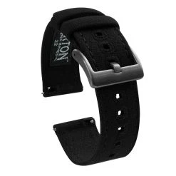 Barton Watch Bands Black | Crafted Canvas -Barton Watch Bands Shop Black Canvas gunmetal buckle