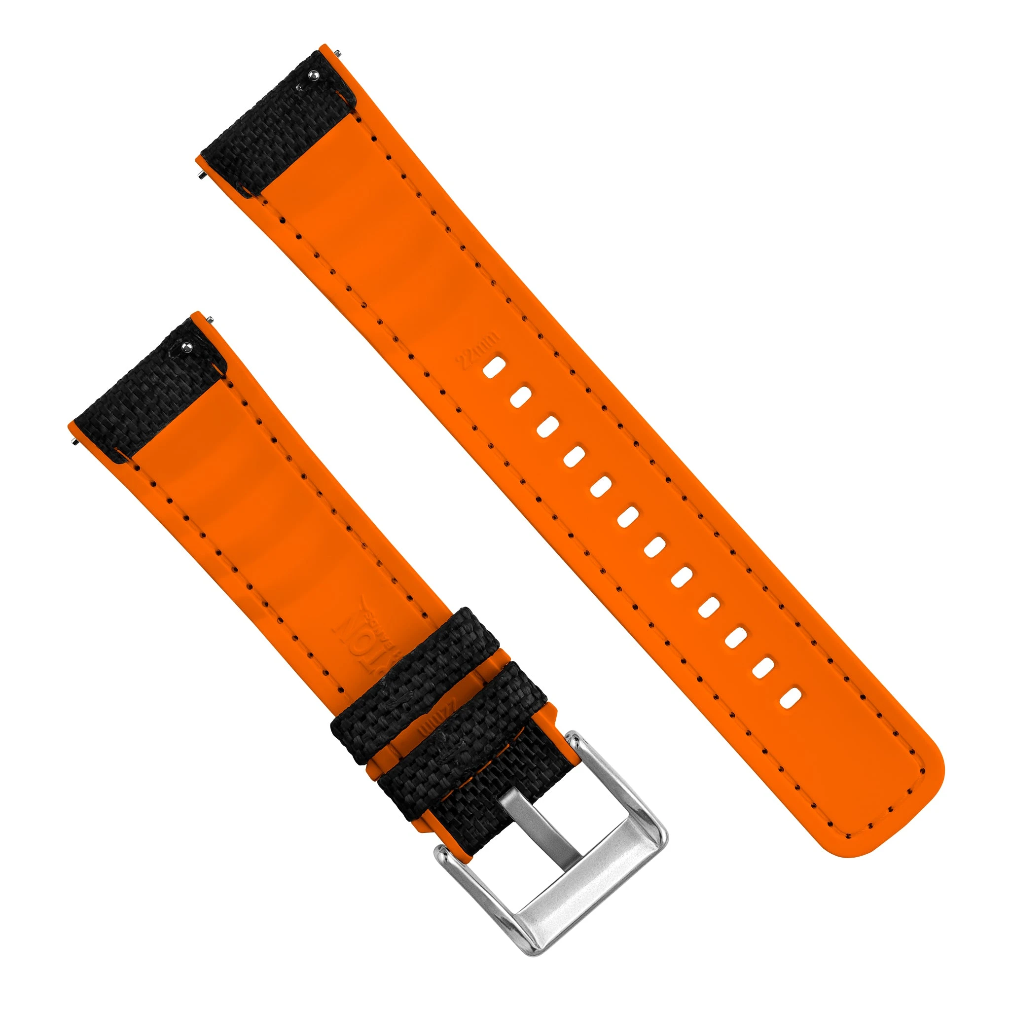 Barton Watch Bands Black Cordura Fabric And Pumpkin Orange Silicone Hybrid 8 Barton Watch Bands Black Cordura Fabric And Pumpkin Orange Silicone Hybrid - Image 6