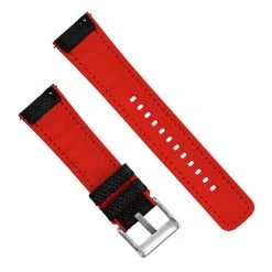 Barton Watch Bands Black Cordura Fabric And Crimson Red Silicone Hybrid -Barton Watch Bands Shop BottomViewRedSS