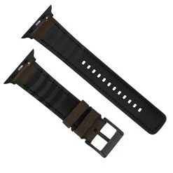 Barton Watch Bands Apple Watch | Chocolate Brown Cordura Fabric And Silicone Hybrid -Barton Watch Bands Shop BrownCorduraBackview BlackAppleHardware