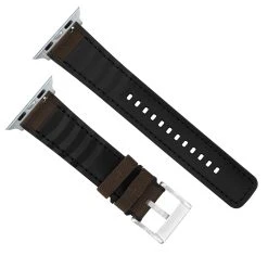 Barton Watch Bands Apple Watch | Chocolate Brown Cordura Fabric And Silicone Hybrid -Barton Watch Bands Shop BrownCorduraBackview SSAppleHardware