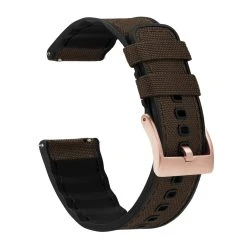 Barton Watch Bands Samsung Galaxy Watch3 | Cordura Fabric & Silicone Hybrid | Chocolate Brown -Barton Watch Bands Shop BrownCorduraHybridMainLoop RoseGold fd4bd501 de1f 43bf b7c5 65f203ff14fe