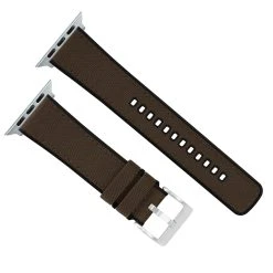 Barton Watch Bands Apple Watch | Chocolate Brown Cordura Fabric And Silicone Hybrid -Barton Watch Bands Shop BrownCorduraHybridTopView SSAppleHardware