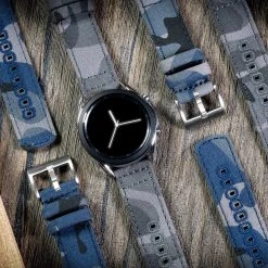 Barton Watch Bands Samsung Galaxy Watch | Navy Camouflage Canvas -Barton Watch Bands Shop CANQR ALL SS GXY DT7 1