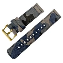 Barton Watch Bands Navy Camouflage | Crafted Canvas -Barton Watch Bands Shop CANQR CAMONVY GOLD DT3 2