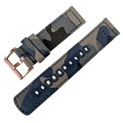Barton Watch Bands Navy Camouflage | Crafted Canvas -Barton Watch Bands Shop CANQR CAMONVY ROSE DT3 4