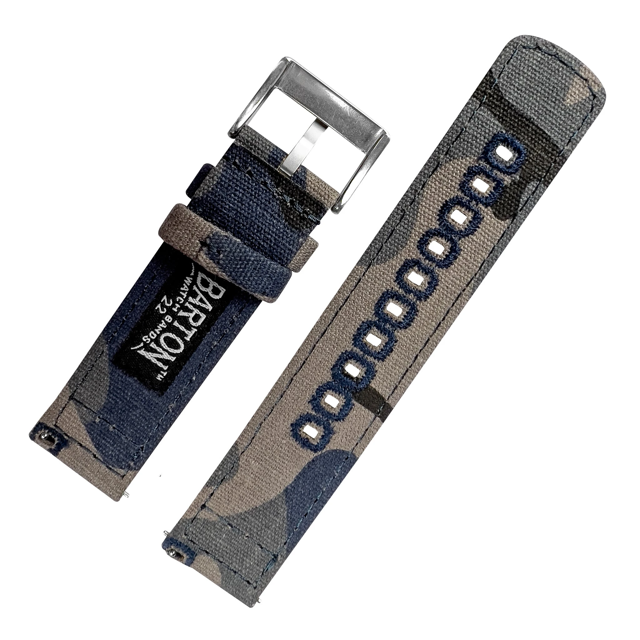 Barton Watch Bands Samsung Galaxy Watch4 | Navy Camouflage Canvas 12 Barton Watch Bands Samsung Galaxy Watch4 | Navy Camouflage Canvas - Image 10