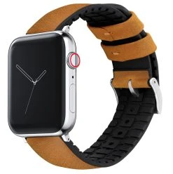 Barton Watch Bands Apple Watch | Cedar Brown Leather And Rubber Hybrid