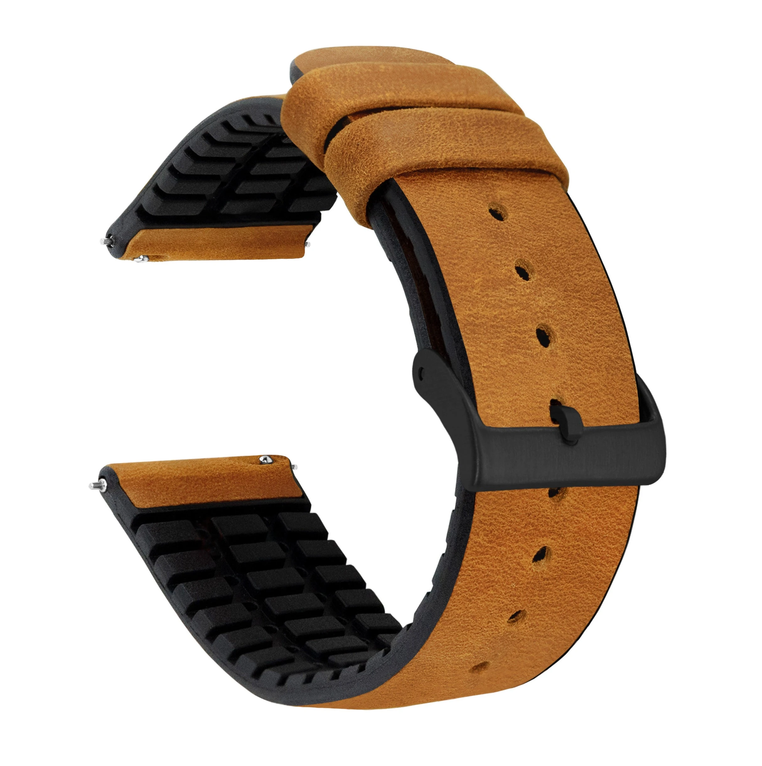 Barton Watch Bands Cedar Brown Leather And Rubber Hybrid 4 Barton Watch Bands Cedar Brown Leather And Rubber Hybrid - Image 2