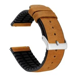 Barton Watch Bands Cedar Brown Leather And Rubber Hybrid