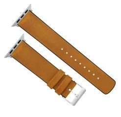 Barton Watch Bands Apple Watch | Cedar Brown Leather And Rubber Hybrid -Barton Watch Bands Shop CedarLeatherHybridTopView SSAppleHardware