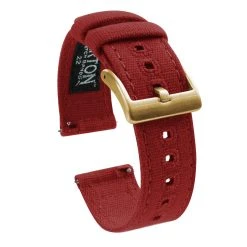 Barton Watch Bands Crimson Red | Crafted Canvas -Barton Watch Bands Shop Crimson Canvas Gold Buckle