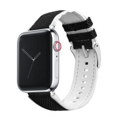 Barton Watch Bands Apple Watch | Black Cordura Fabric And White Silicone Hybrid