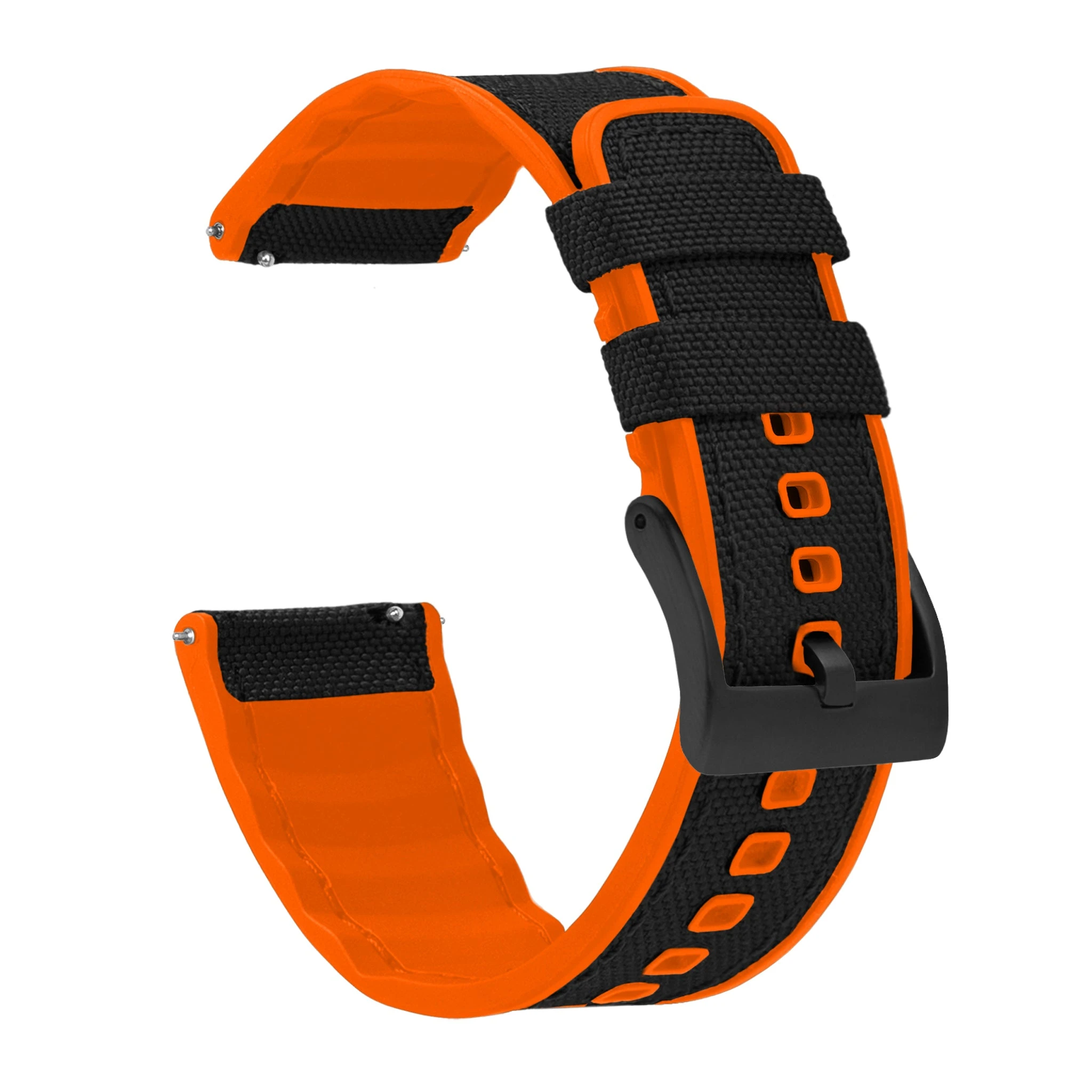 Barton Watch Bands Black Cordura Fabric And Pumpkin Orange Silicone Hybrid 9 Barton Watch Bands Black Cordura Fabric And Pumpkin Orange Silicone Hybrid - Image 7