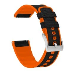 Barton Watch Bands Black Cordura Fabric And Pumpkin Orange Silicone Hybrid