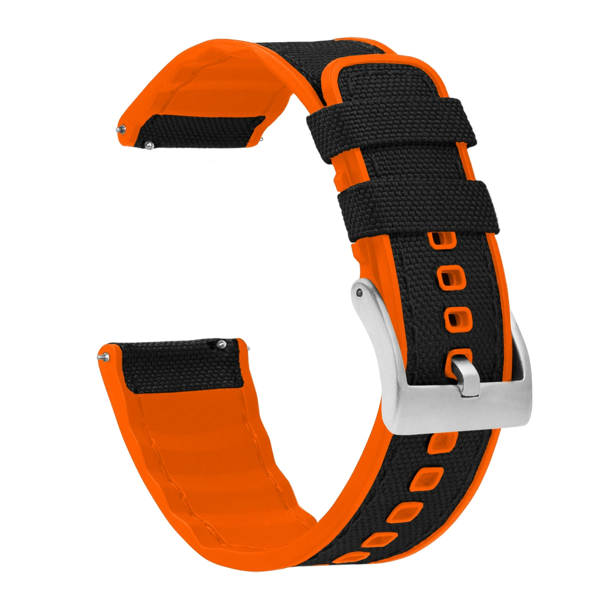 Barton Watch Bands Black Cordura Fabric And Pumpkin Orange Silicone Hybrid 3 Barton Watch Bands Black Cordura Fabric And Pumpkin Orange Silicone Hybrid