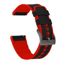 Barton Watch Bands Black Cordura Fabric And Crimson Red Silicone Hybrid -Barton Watch Bands Shop DT1RedGUNM