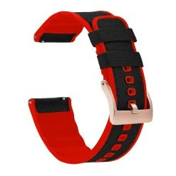 Barton Watch Bands Black Cordura Fabric And Crimson Red Silicone Hybrid -Barton Watch Bands Shop DT1RedROSE